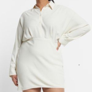 Collared Half Button Up Mini Portofino Shirt Dress Size Small